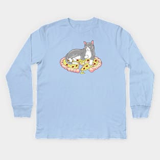 Seductive Pizza Cat Seduces Kids Long Sleeve T-Shirt